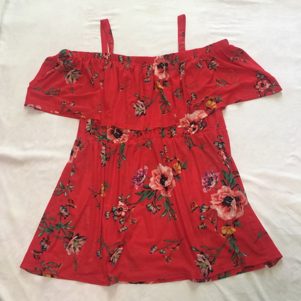 Red Flowy Floral Top